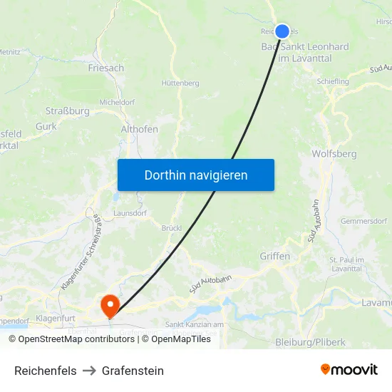 Reichenfels to Grafenstein map