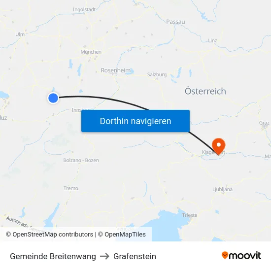 Gemeinde Breitenwang to Grafenstein map