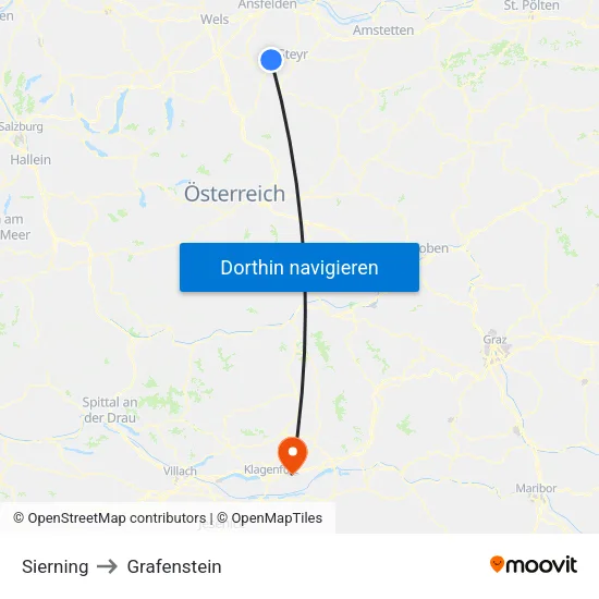 Sierning to Grafenstein map