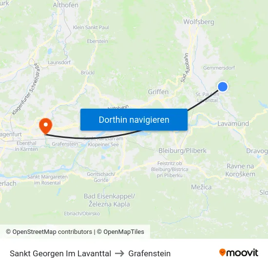 Sankt Georgen Im Lavanttal to Grafenstein map