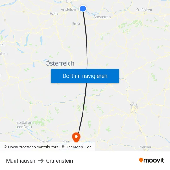 Mauthausen to Grafenstein map