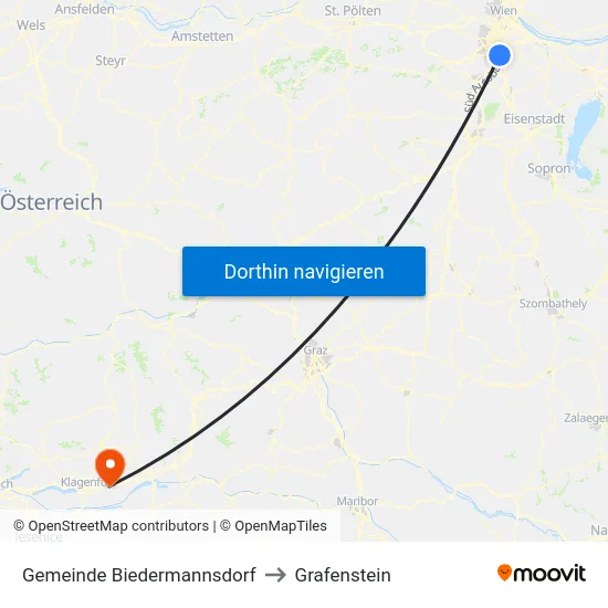 Gemeinde Biedermannsdorf to Grafenstein map