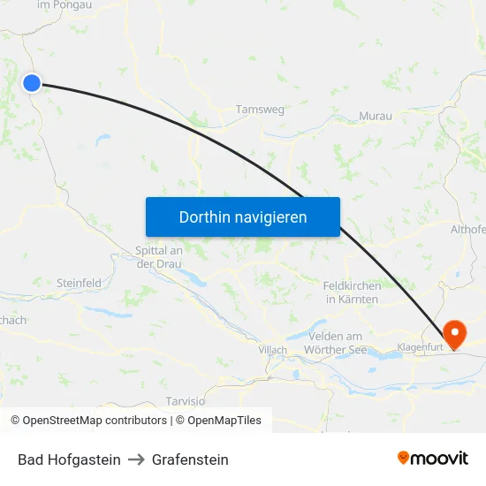 Bad Hofgastein to Grafenstein map