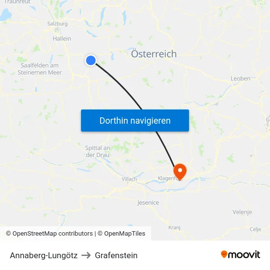 Annaberg-Lungötz to Grafenstein map