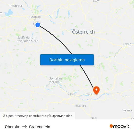 Oberalm to Grafenstein map