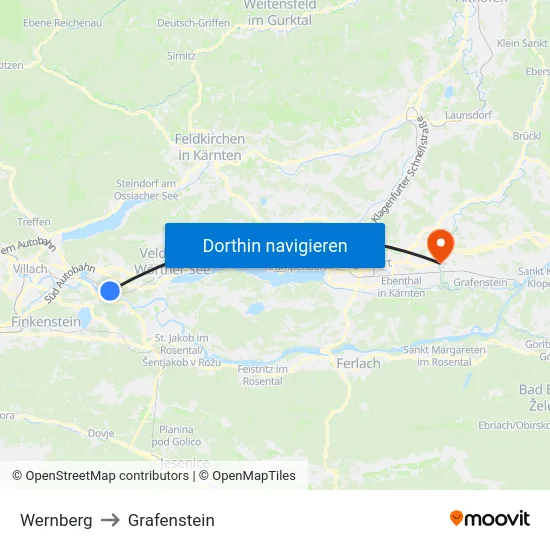 Wernberg to Grafenstein map