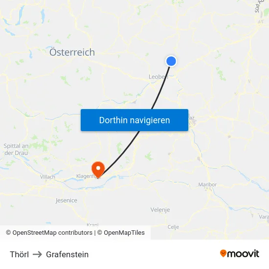 Thörl to Grafenstein map
