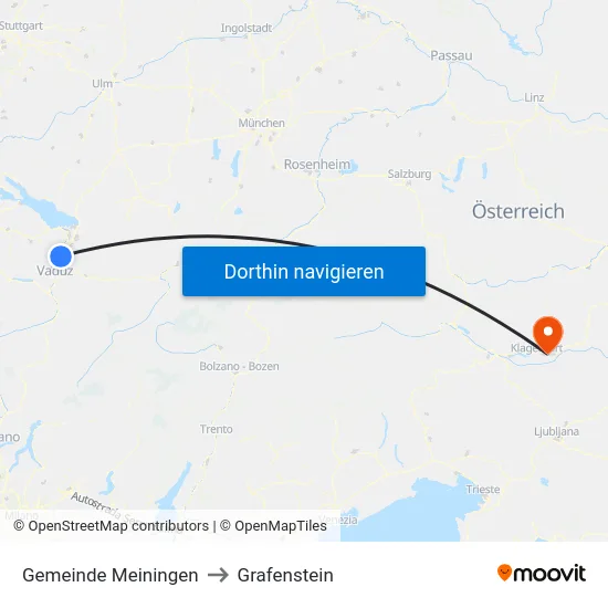 Gemeinde Meiningen to Grafenstein map