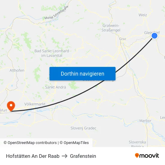 Hofstätten An Der Raab to Grafenstein map