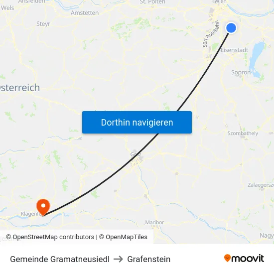 Gemeinde Gramatneusiedl to Grafenstein map