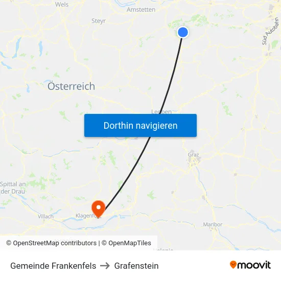 Gemeinde Frankenfels to Grafenstein map