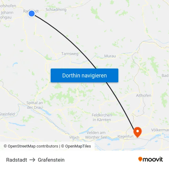 Radstadt to Grafenstein map