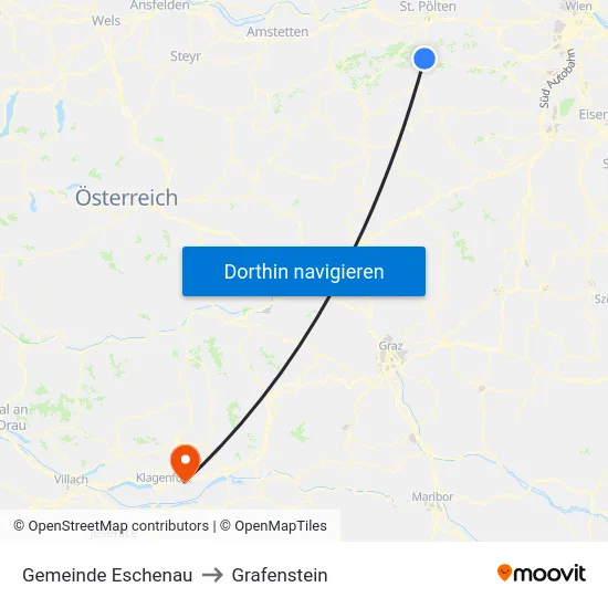 Gemeinde Eschenau to Grafenstein map