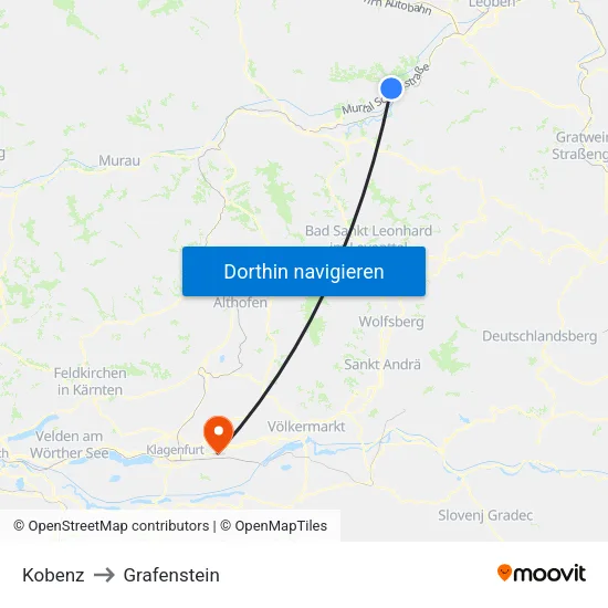 Kobenz to Grafenstein map