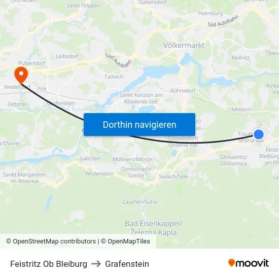 Feistritz Ob Bleiburg to Grafenstein map