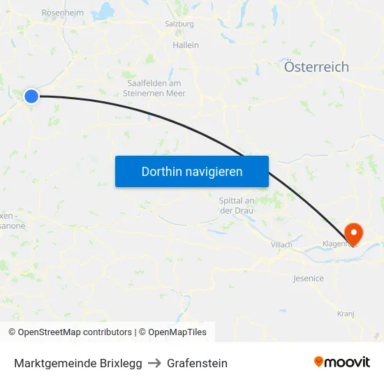 Marktgemeinde Brixlegg to Grafenstein map