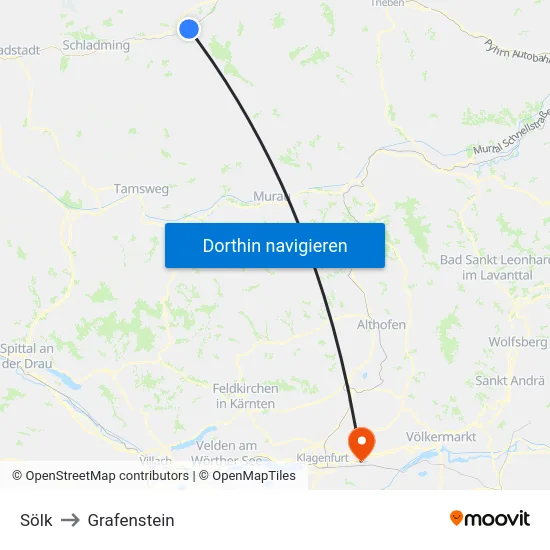 Sölk to Grafenstein map