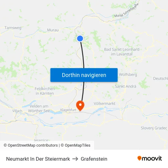 Neumarkt In Der Steiermark to Grafenstein map