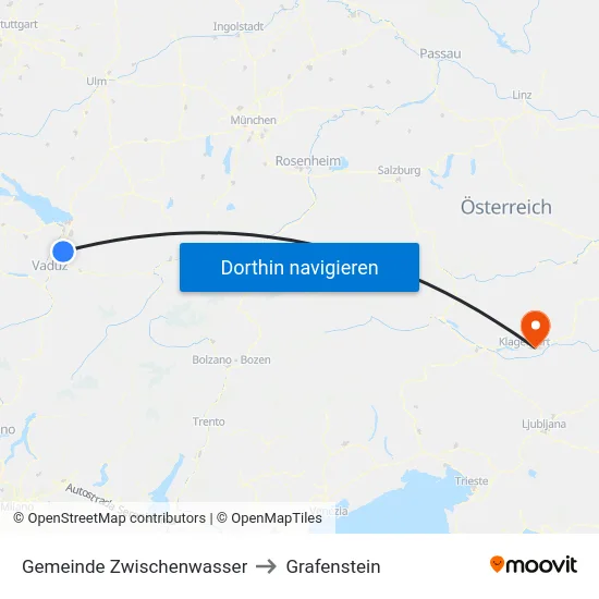Gemeinde Zwischenwasser to Grafenstein map