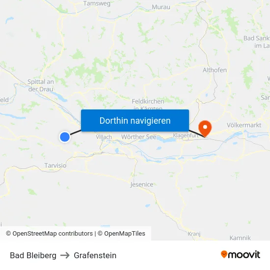 Bad Bleiberg to Grafenstein map