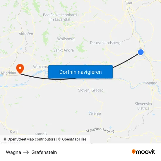 Wagna to Grafenstein map