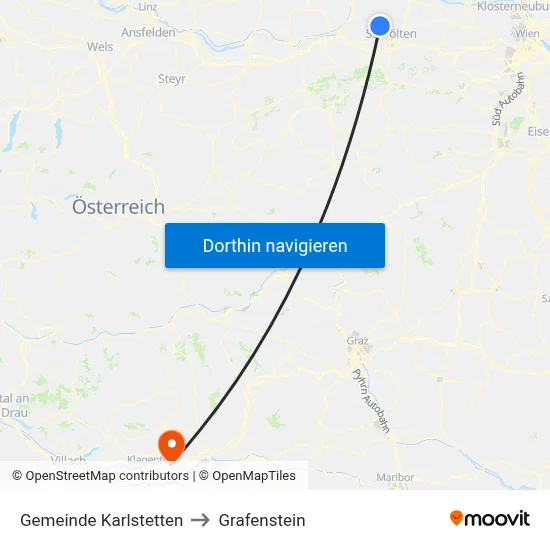 Gemeinde Karlstetten to Grafenstein map