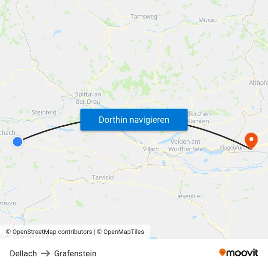 Dellach to Grafenstein map