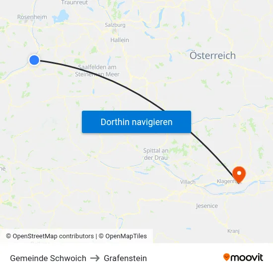 Gemeinde Schwoich to Grafenstein map