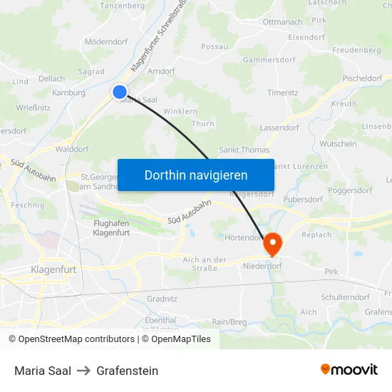 Maria Saal to Grafenstein map