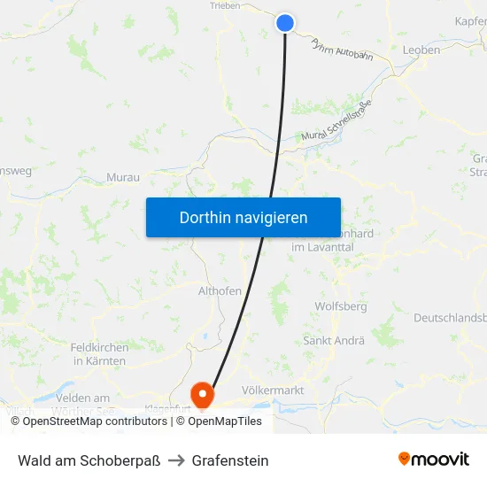 Wald am Schoberpaß to Grafenstein map