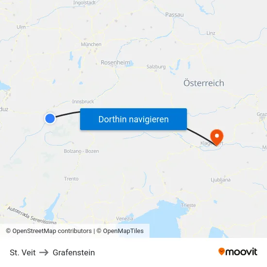 St. Veit to Grafenstein map