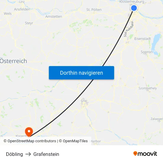 Döbling to Grafenstein map