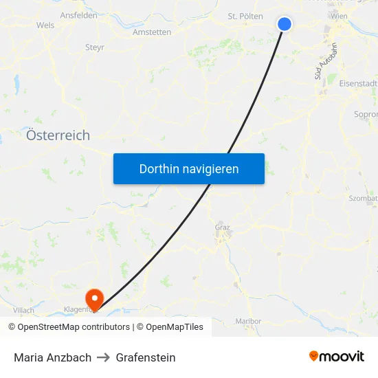 Maria Anzbach to Grafenstein map