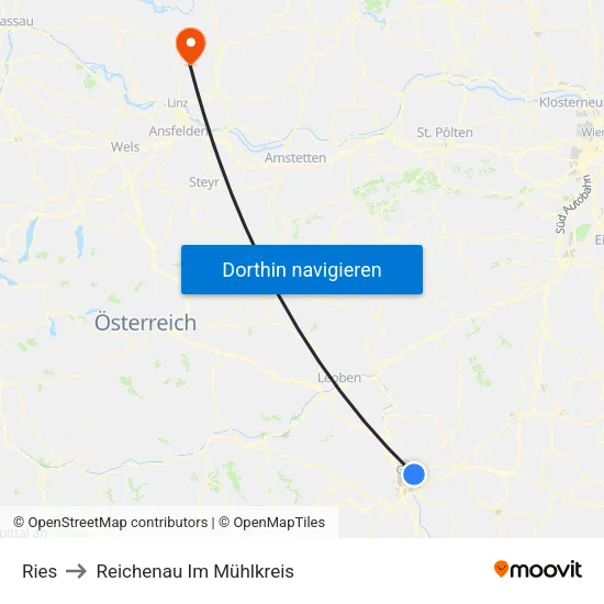 Ries to Reichenau Im Mühlkreis map