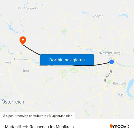 Mariahilf to Reichenau Im Mühlkreis map
