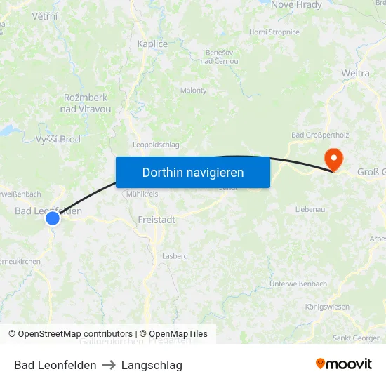Bad Leonfelden to Langschlag map