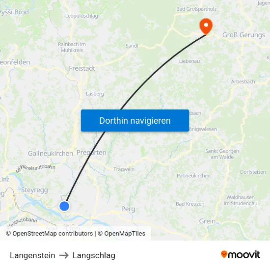 Langenstein to Langschlag map