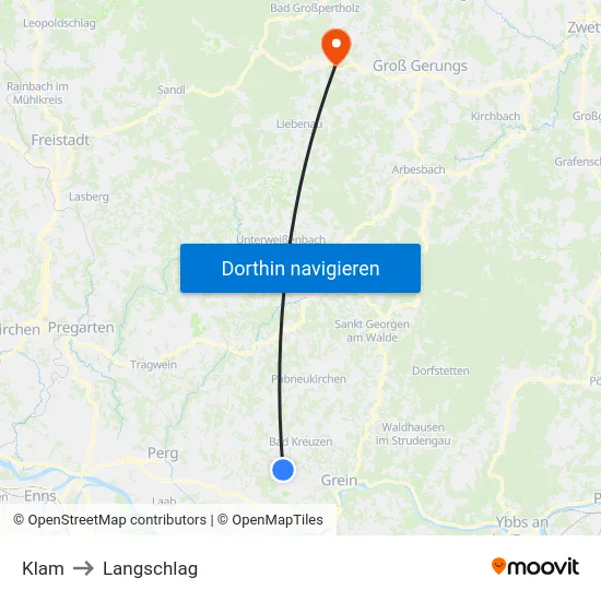 Klam to Langschlag map