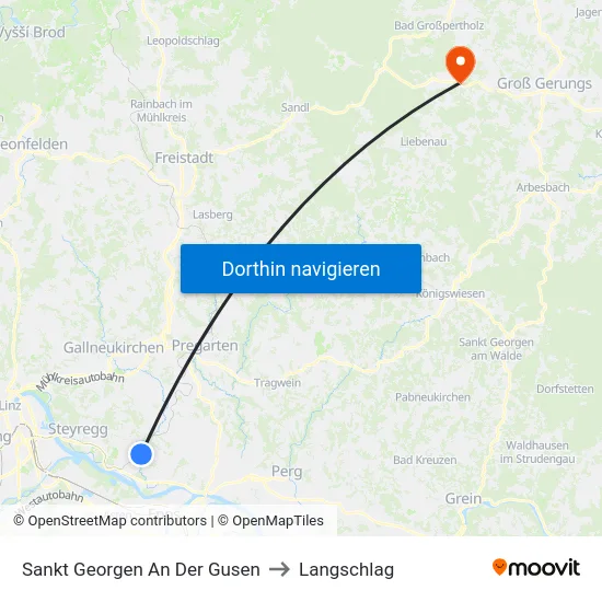 Sankt Georgen An Der Gusen to Langschlag map