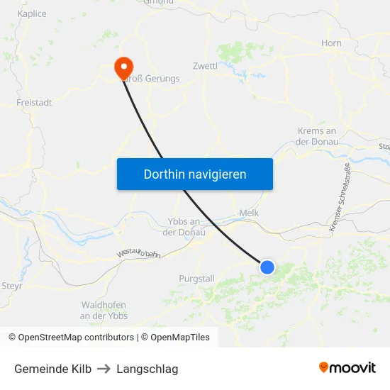 Gemeinde Kilb to Langschlag map
