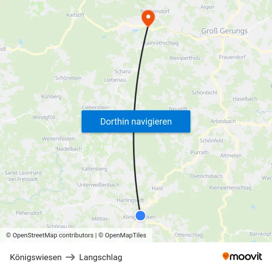 Königswiesen to Langschlag map