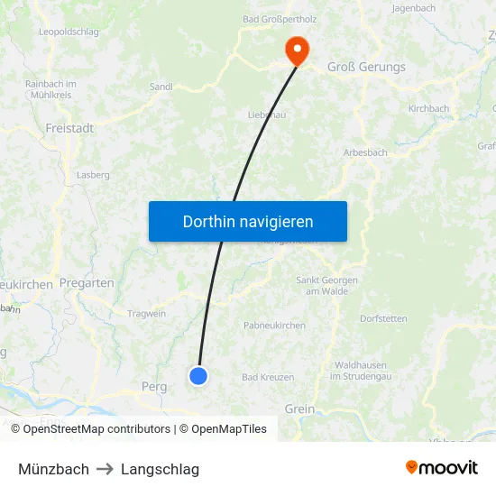 Münzbach to Langschlag map
