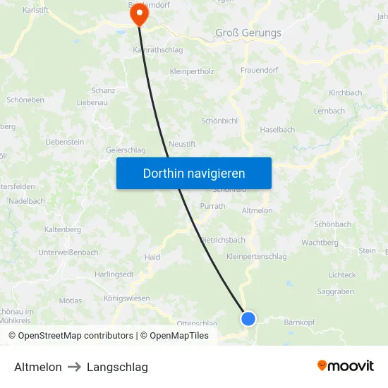 Altmelon to Langschlag map