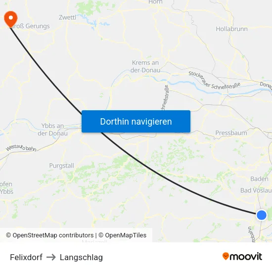 Felixdorf to Langschlag map