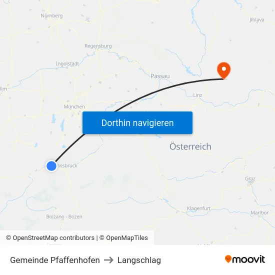 Gemeinde Pfaffenhofen to Langschlag map