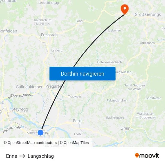 Enns to Langschlag map