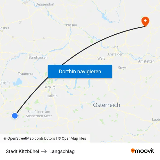Stadt Kitzbühel to Langschlag map