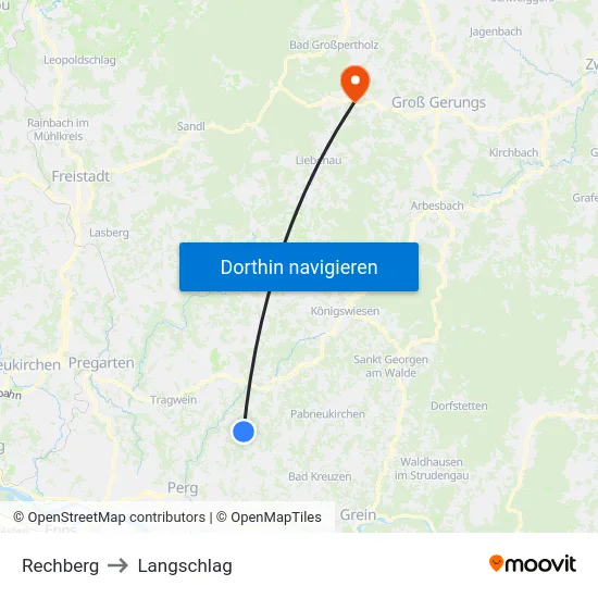 Rechberg to Langschlag map
