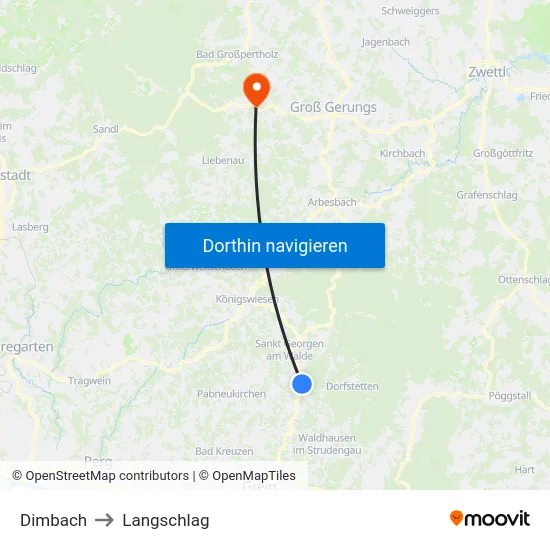 Dimbach to Langschlag map