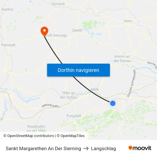 Sankt Margarethen An Der Sierning to Langschlag map